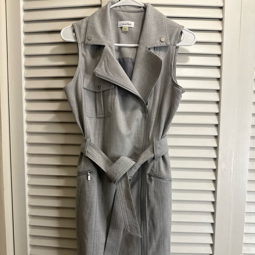 Calvin Klein Stylish Gray Sleeveless Trench Dress